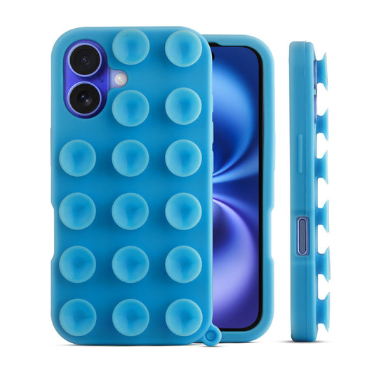 Glossy Colorful Liquid Silicone Comfort Grip Suction Case for Apple iPhone 16 with Soft Touch Matte Finish & Built in Suction Pads