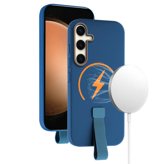 Compact and Stylish Silicon Finish Hard Cover For Samsung S23 FE 5G with Integrated Grip Strap & MagSafe Charging Support
