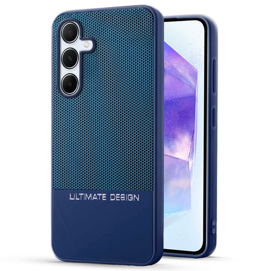 Two-Tone Back Cover with Pyramid Texture & Vegan Leather Finish for Samsung A55 5G - Where Style Meets Function