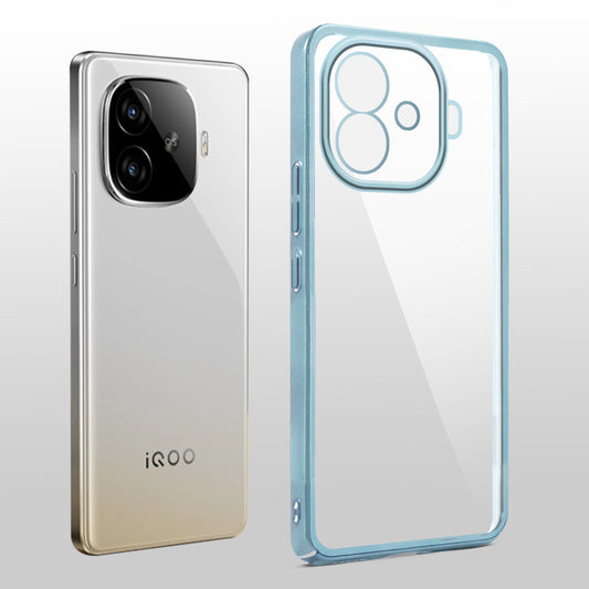 Crystal Clear Transparent Premium Shiny colorful Edges Hard Back Case For iQOO Z9 Turbo 5G