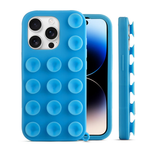 Glossy Colorful Liquid Silicone Comfort Grip Suction Case for Apple iPhone 14 Pro with Soft Touch Matte Finish & Built in Suction Pads