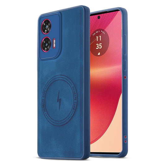 Refined PU Leather Case for Motorola Moto Edge 50 Fusion 5G , with Support for MagSafe & Wireless Accessories