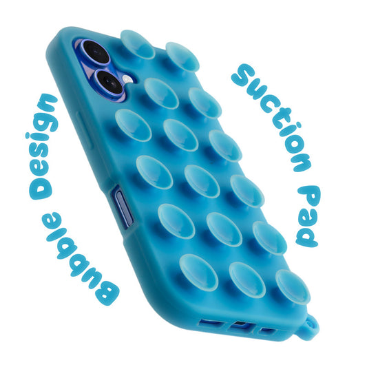 Glossy Colorful Liquid Silicone Comfort Grip Suction Case for Apple iPhone 16 with Soft Touch Matte Finish & Built in Suction Pads