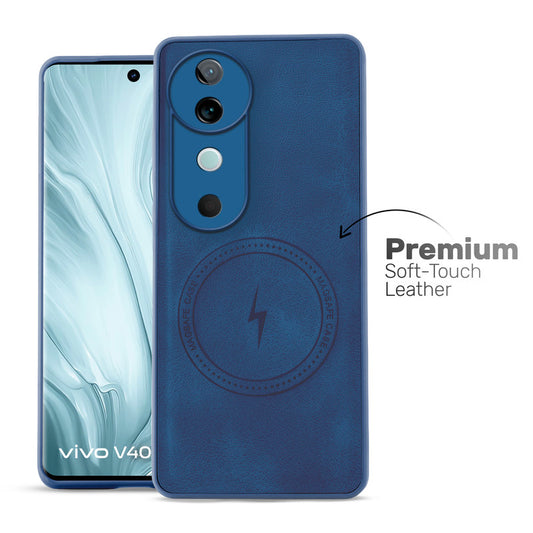 Refined PU Leather Case for Vivo V40 5G , with Support for MagSafe & Wireless Accessories