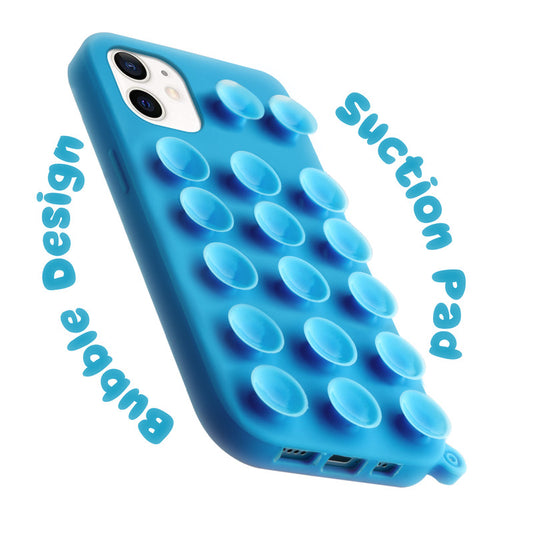 Glossy Colorful Liquid Silicone Comfort Grip Suction Case for Apple iPhone 11 with Soft Touch Matte Finish & Built in Suction Pads