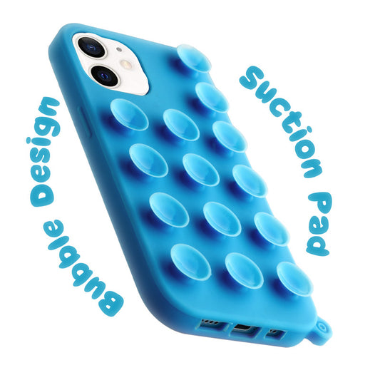 Glossy Colorful Liquid Silicone Comfort Grip Suction Case for Apple iPhone 12 with Soft Touch Matte Finish & Built in Suction Pads