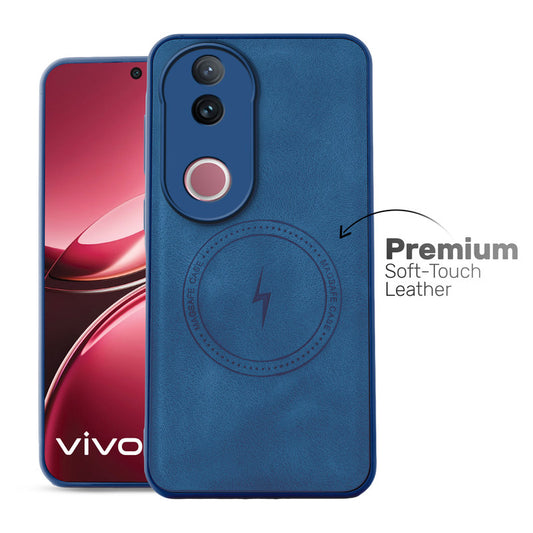 Refined PU Leather Case for Vivo V50 5G , with Support for MagSafe & Wireless Accessories