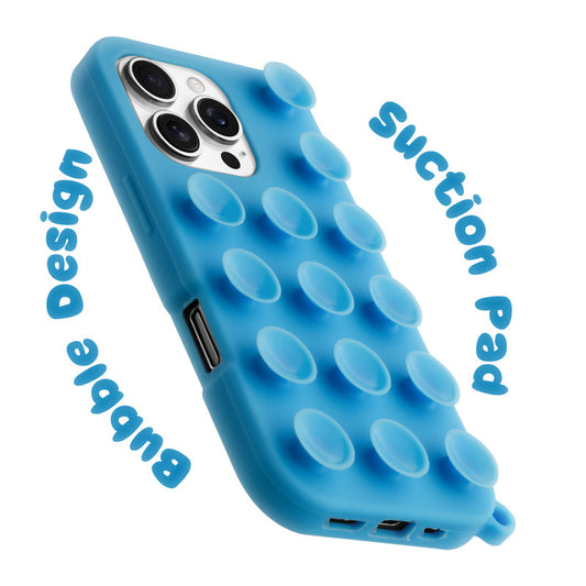 Glossy Colorful Liquid Silicone Comfort Grip Suction Case for Apple iphone 16 Pro Max with Soft Touch Matte Finish & Built in Suction Pads