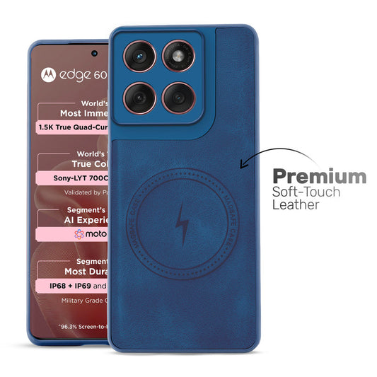 Refined PU Leather Case for Motorola Moto Edge 60 Fusion 5G , with Support for MagSafe & Wireless Accessories