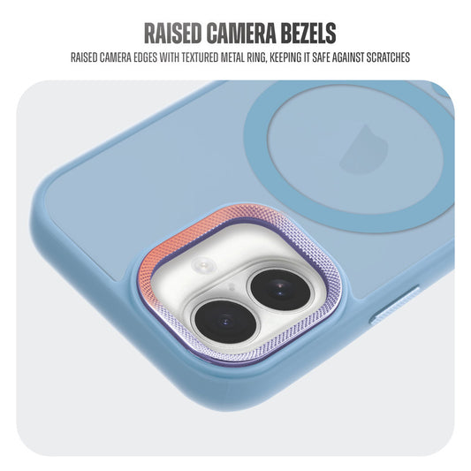 Textured Metal Ring Camera With Magsafe Compatible Smoky Back Case For Apple iPhone 16