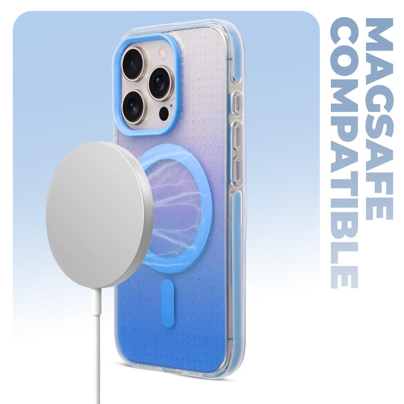 Stunning Dual Shade Starry Wireless Charging Support Hard Back Case for Apple iPhone 16 Pro with Colourful Raised Camera Edges