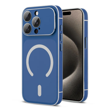 Matte Shine Silver Line Wireless Charging Support Back Cover Case For Apple iPhone 15 Pro Max