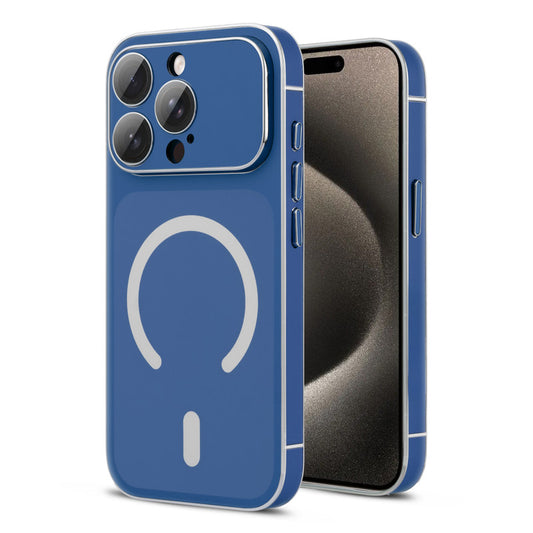 Matte Shine Silver Line Wireless Charging Support Back Cover Case For Apple iPhone 15 Pro Max