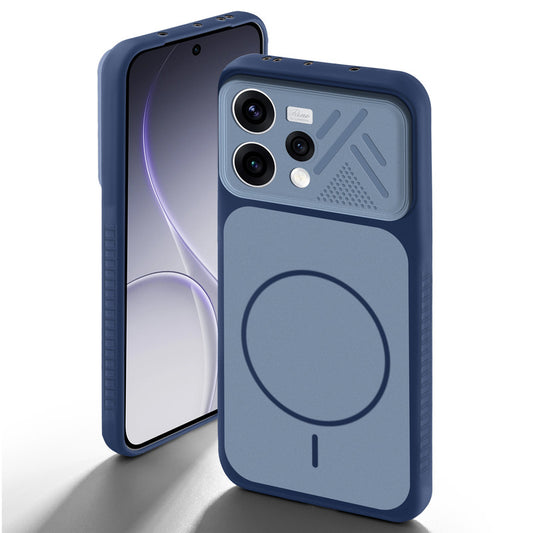 Blue back cover for Oppo Reno 15 5G with camera cut protection and ring design on back side.