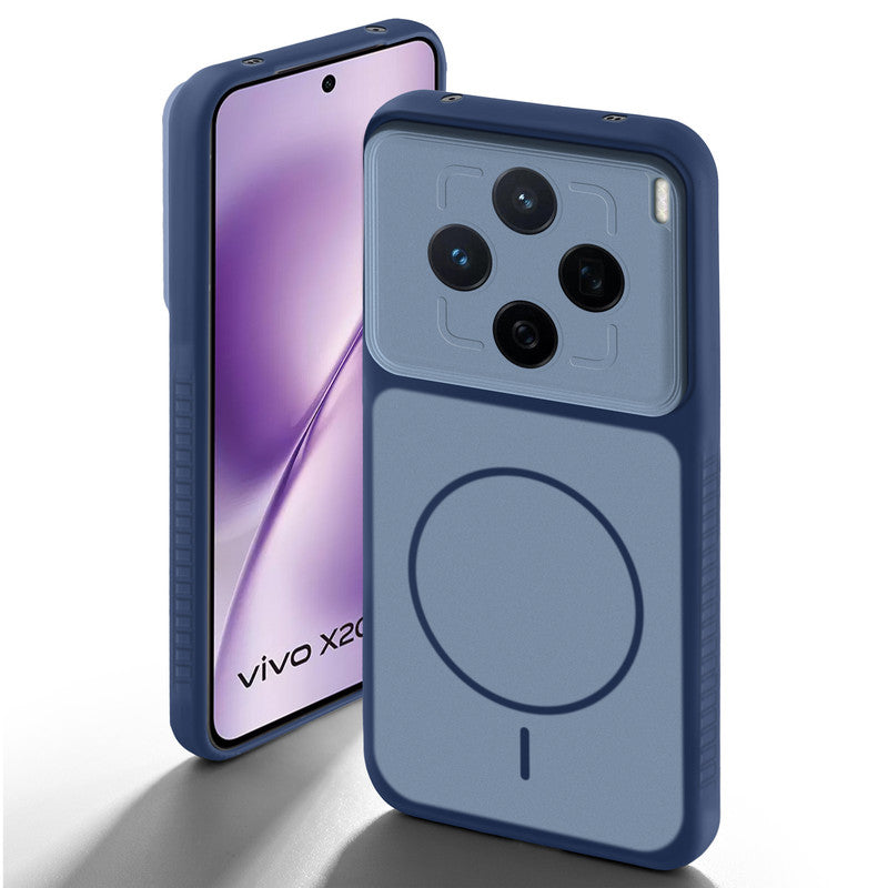 Blue back cover for Vivo X200T 5G with camera cut protection and ring design on back side.
