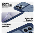 Blue phone case for Oppo Reno 15 5G showing camera safety edges, anti slip side grip and easy press button covers.