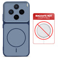 Blue back cover for Vivo X200T 5G with printed ring pattern and message showing not compatible with MagSafe charging.