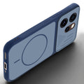 Angled view of Blue mobile case for Oppo Reno 15 Pro 5G with proper charging port cutout, speaker holes and strong corner protection.