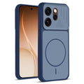 Front and back view of Blue protective back cover for Oppo Reno 15 Pro 5G with textured sides, camera guard and slim fit design.
