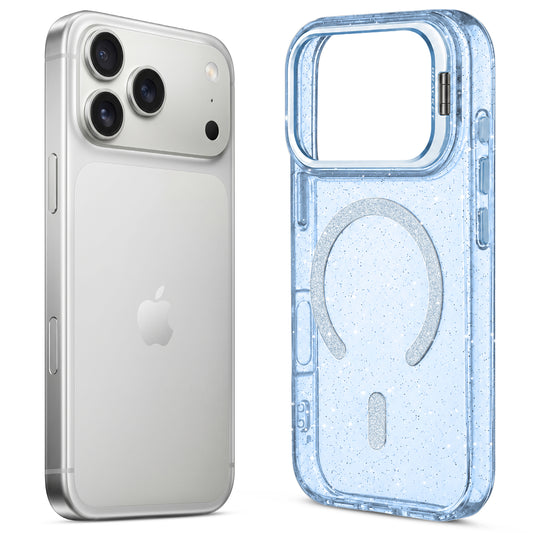 Apple iPhone 18 Pro Luxury Glitter Case with Hard Back, Soft TPU Edges, Camera Ring Stand & MagSafe Compatibility