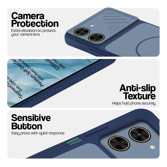 Dual Tone Silicone Grip Back Cover with Camera Protection for Poco C71