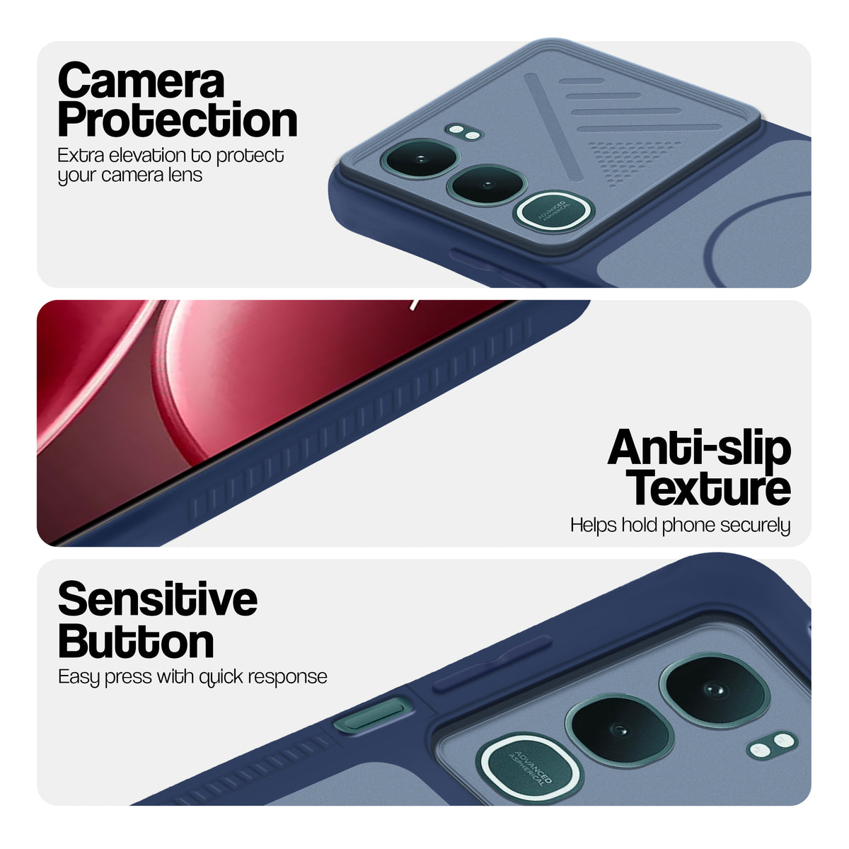 Dual Tone Silicone Grip Back Cover with Camera Protection for Vivo Y31 5G