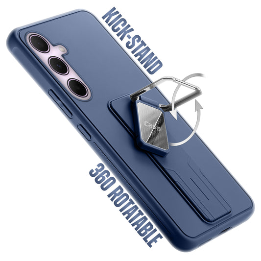 Premium Silicone Case with Metal Kickstand and Camera Protection Back Cover For Samsung A55 5G