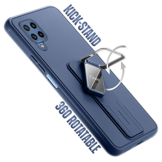 Premium Silicone Case with Metal Kickstand and Camera Protection Back Cover For Samsung M32 4G