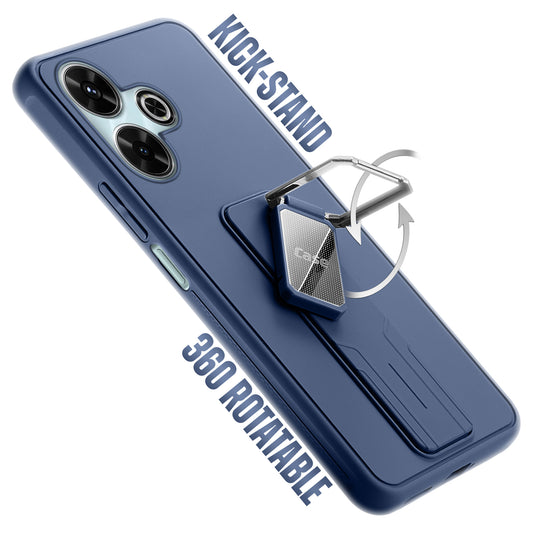 Premium Silicone Case with Metal Kickstand and Camera Protection Back Cover For Poco M6 Plus 5G