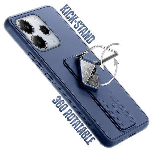 Premium Silicone Case with Metal Kickstand and Camera Protection Back Cover For Redmi Note 14 SE 5G