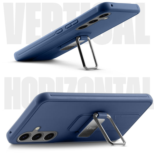 Premium Silicone Case with Metal Kickstand and Camera Protection Back Cover For Samsung S24 FE 5G