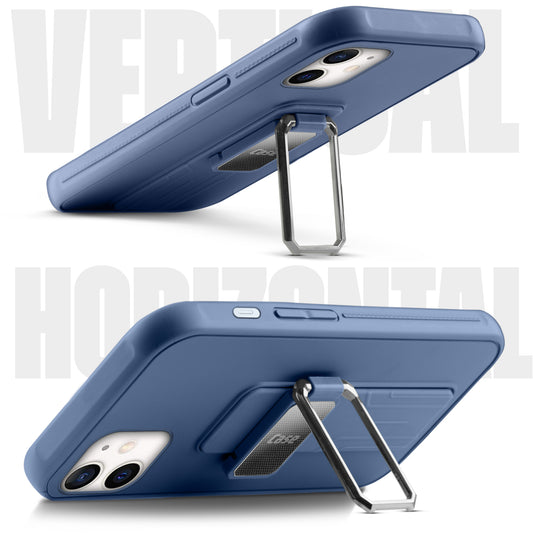 Premium Silicone Case with Metal Kickstand and Camera Protection Back Cover For Apple iPhone 12