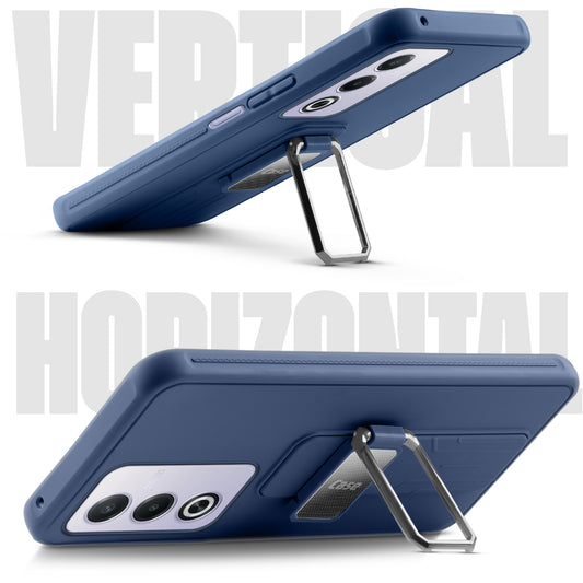 Premium Silicone Case with Metal Kickstand and Camera Protection Back Cover For Oppo A3 Pro 5G
