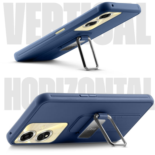 Premium Silicone Case with Metal Kickstand and Camera Protection Back Cover For Oppo A59 5G