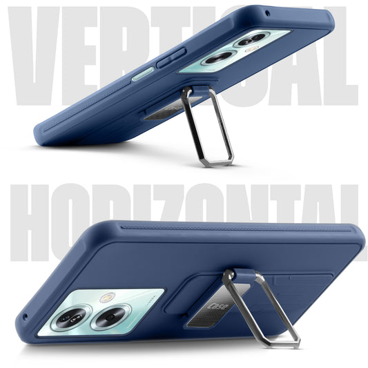 Premium Silicone Case with Metal Kickstand and Camera Protection Back Cover For Oppo A79 5G