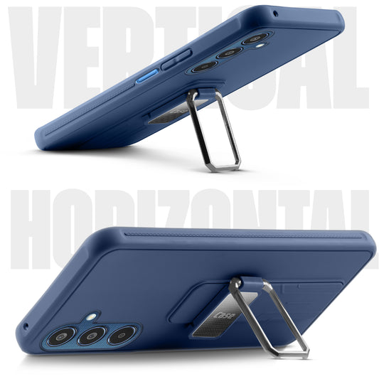 Premium Silicone Case with Metal Kickstand and Camera Protection Back Cover For Samsung M35 5G