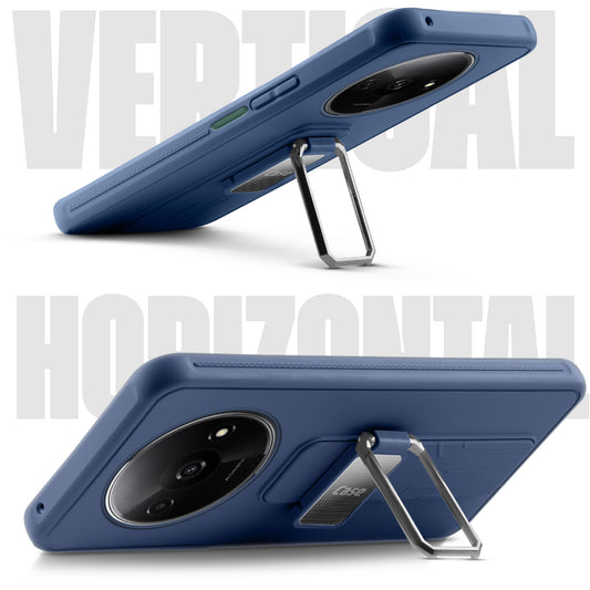Premium Silicone Case with Metal Kickstand and Camera Protection Back Cover For Redmi A3 2024