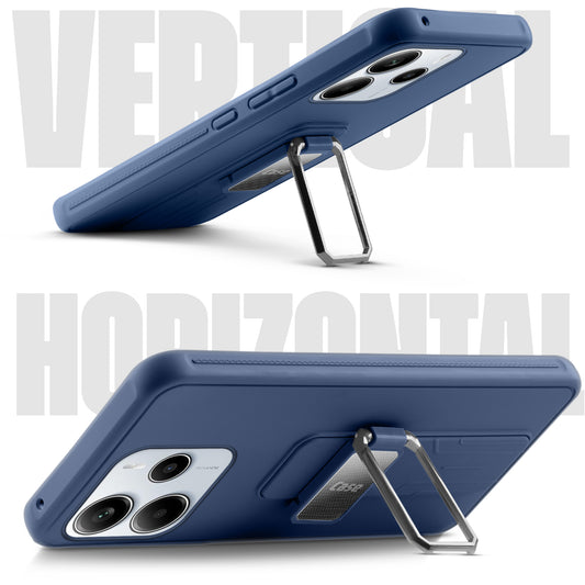 Premium Silicone Case with Metal Kickstand and Camera Protection Back Cover For Redmi Note 14 SE 5G