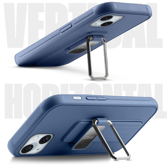 Premium Silicone Case with Metal Kickstand and Camera Protection Back Cover For Apple iPhone 14