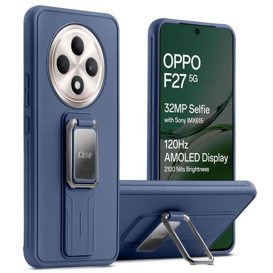 Premium Silicone Case with Metal Kickstand and Camera Protection Back Cover For Oppo F27 5G