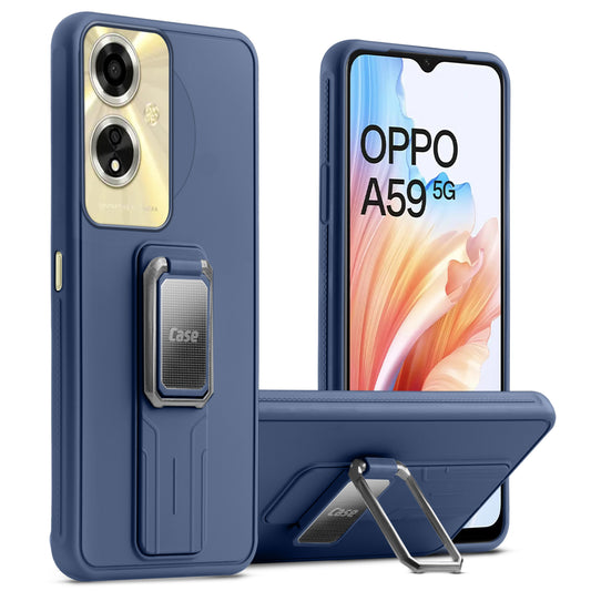 Premium Silicone Case with Metal Kickstand and Camera Protection Back Cover For Oppo A59 5G