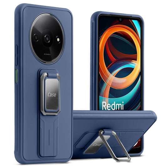 Premium Silicone Case with Metal Kickstand and Camera Protection Back Cover For Redmi A3 2024