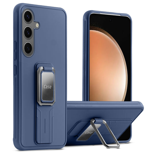 Premium Silicone Case with Metal Kickstand and Camera Protection Back Cover For Samsung S24 FE 5G