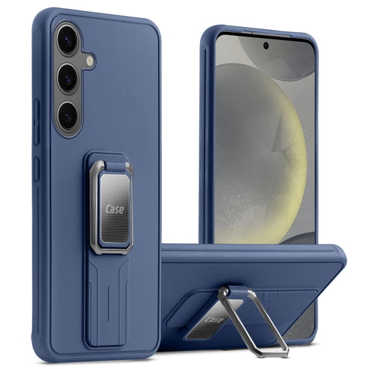 Premium Silicone Case with Metal Kickstand and Camera Protection Back Cover For Samsung S24 5G