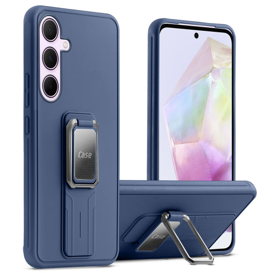 Premium Silicone Case with Metal Kickstand and Camera Protection Back Cover For Samsung A35 5G
