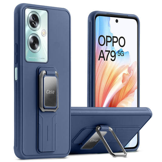 Premium Silicone Case with Metal Kickstand and Camera Protection Back Cover For Oppo A79 5G