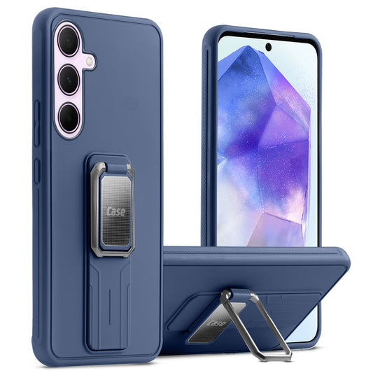 Premium Silicone Case with Metal Kickstand and Camera Protection Back Cover For Samsung A55 5G