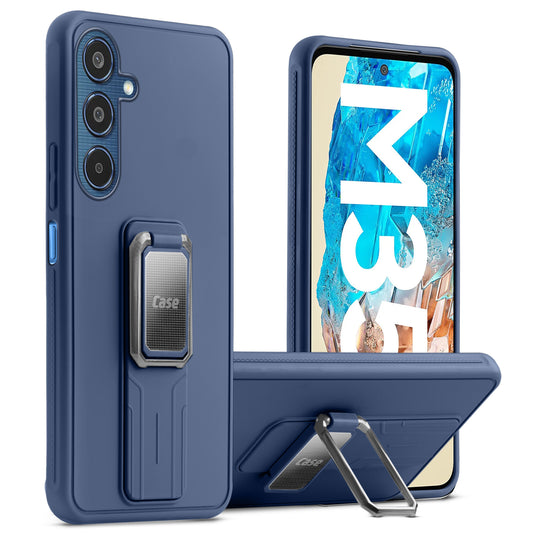 Premium Silicone Case with Metal Kickstand and Camera Protection Back Cover For Samsung M35 5G