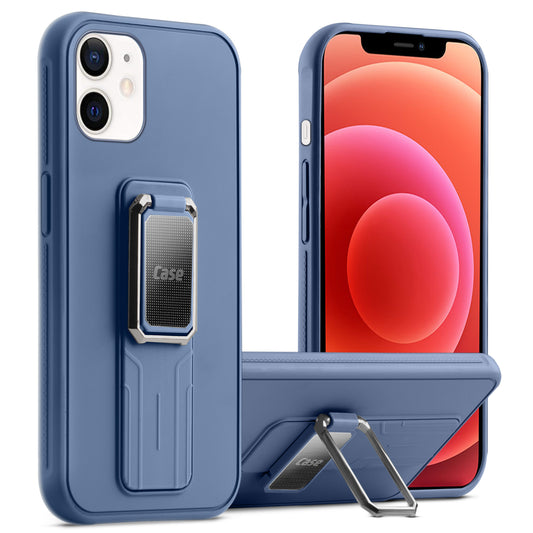 Premium Silicone Case with Metal Kickstand and Camera Protection Back Cover For Apple iPhone 12