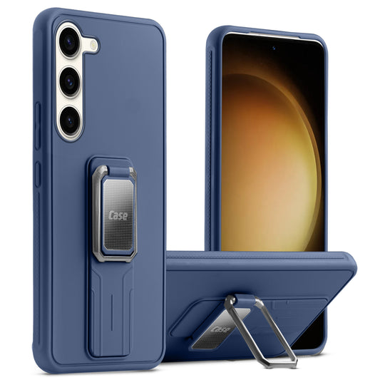 Premium Silicone Case with Metal Kickstand and Camera Protection Back Cover For Samsung S23 5G